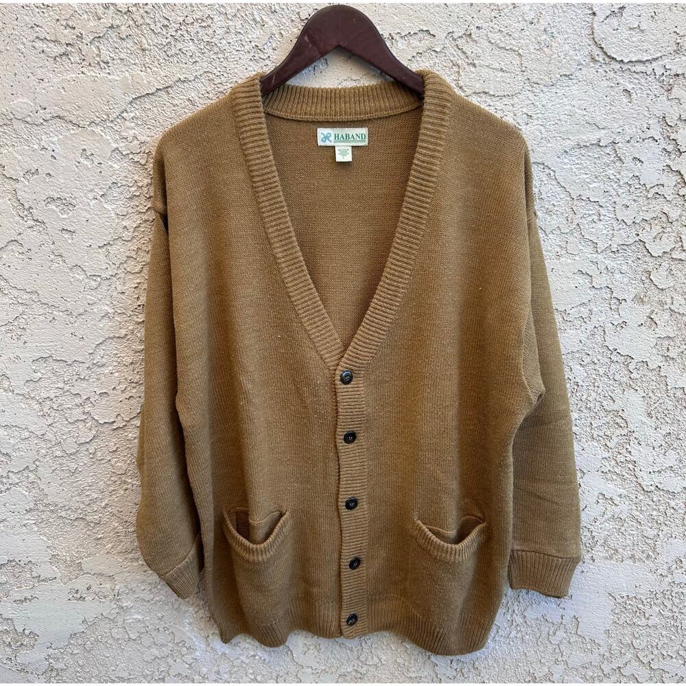 Vintage Haband Brown Grandpacore Cardigan Mens Large